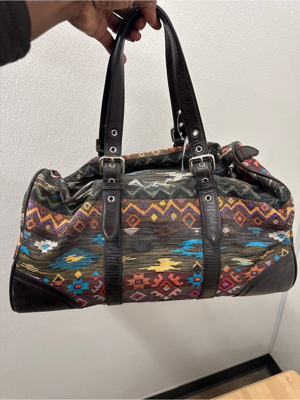 Rare Spanish Luxury Bimba y Lola Woven Tapestry Duffle